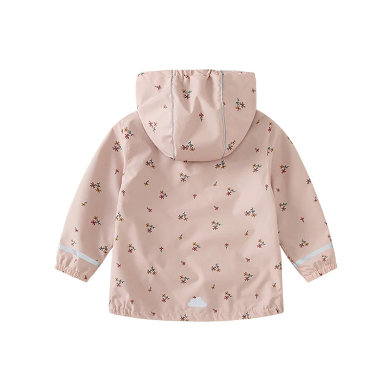 HONEYKING Baby Fleece Jacke Frühling Herbst Mädchen Oberbekleidung Kinder Blumen Druck Mit Kapuze Wasserdichte Mantel Kinder Regenmantel Kleidung