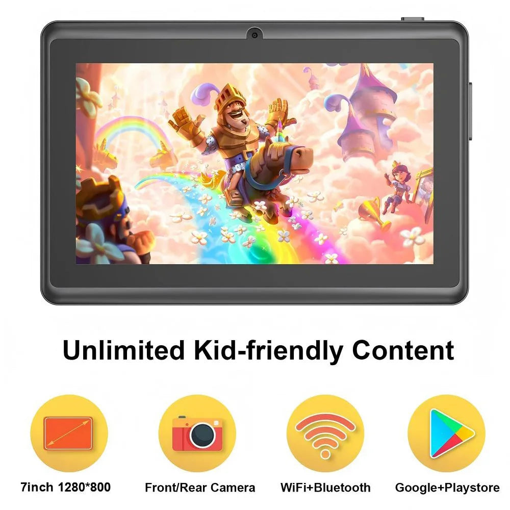 Neues 7-Zoll-Kinder-Tablet Android 13, 4GB RAM 64GB ROM, 1TB Erweiterbar, WLAN, Bluetooth, 4000mAh Akku, Software mit Schutzhülle