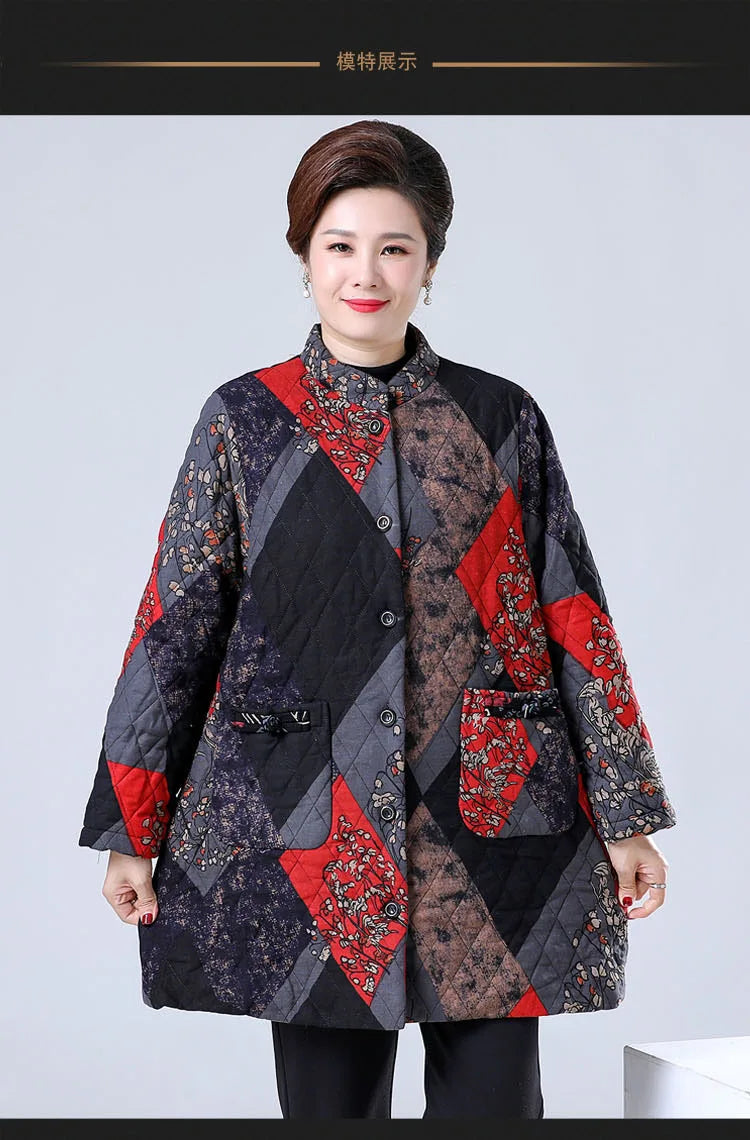Lose Damen Herbst Winter Baumwollmantel mittleren Alters ältere Mutter dicke warme Jacke Oma Parkas 100 kg tragen 2XL-9XL