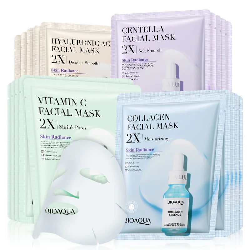 20 Stück/5 Stück Centella Collagen Gesichtsmaske VC Feuchtigkeitsspendende erfrischende Blattmasken Hyaluronsäure Gesichtsmaske Hautpflegeprodukte