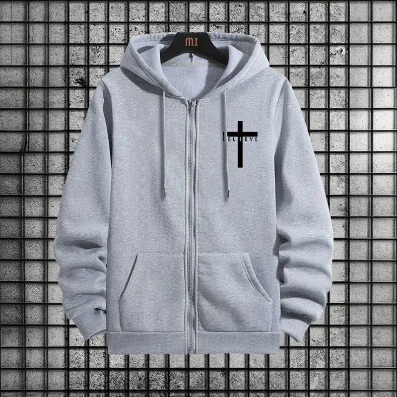 CrosofChrist Herren Hip-Hop Trainingsanzug 2025 N 2-teiliges Outfit Reißverschluss-Hoodie Jogger Urban Streetwear Herbst Winter Mode