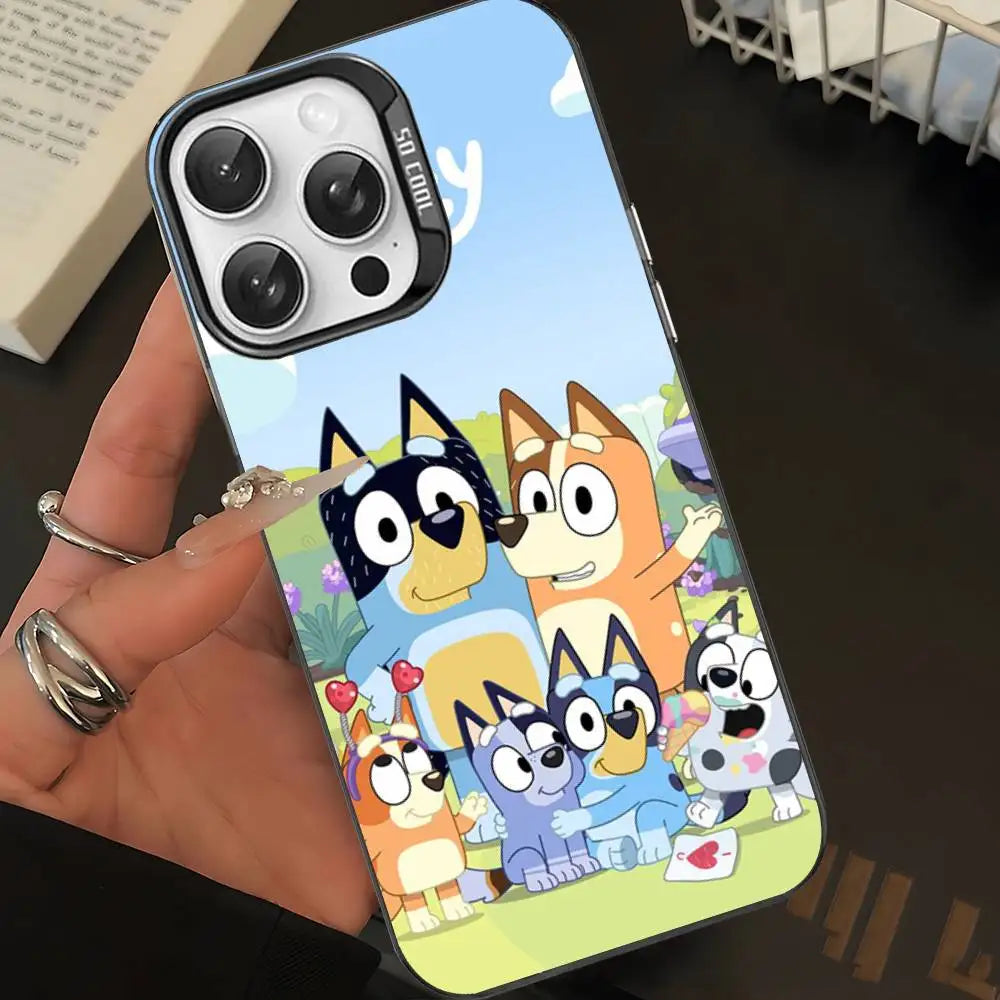 Cartoon-Hund B-Blueys Handyhülle für iPhone 16, 15, 14, 13, 12, 11, Pro Max, matt, stoßfest, Rückseite, Anti-Fall, matte Abdeckung