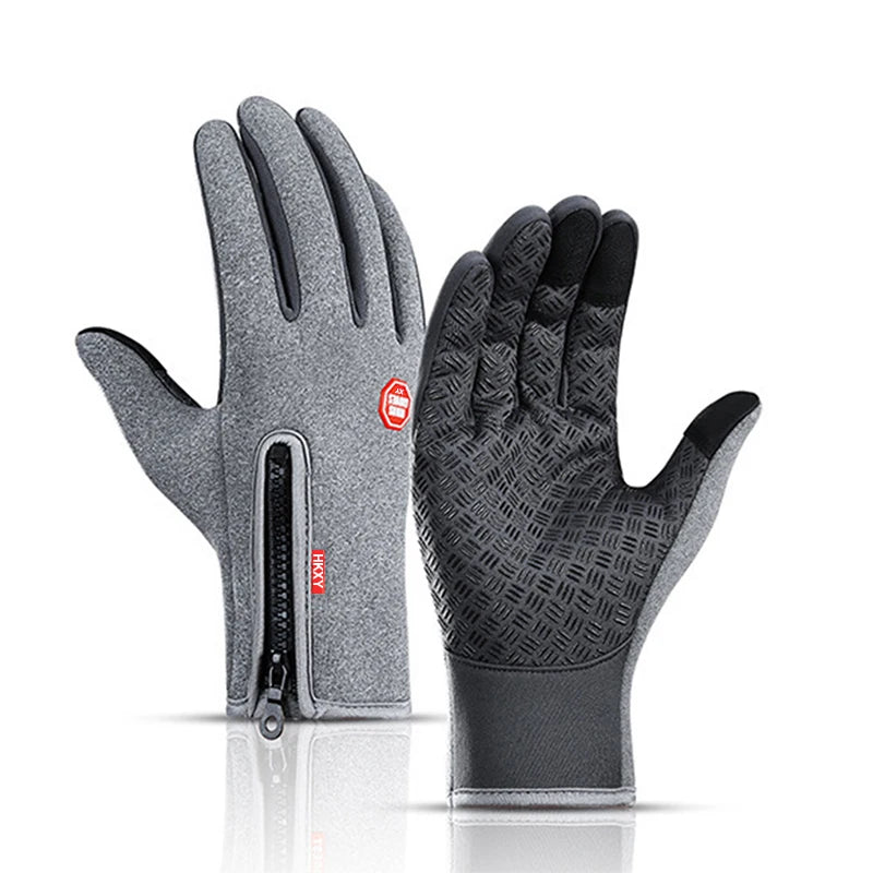 Mann warme Winterhandschuhe Touchscreen wasserabweisende winddichte Handschuhe Ski Outdoor Sport Radfahren Fahren Reißverschluss schwarze Handschuhe Frauen