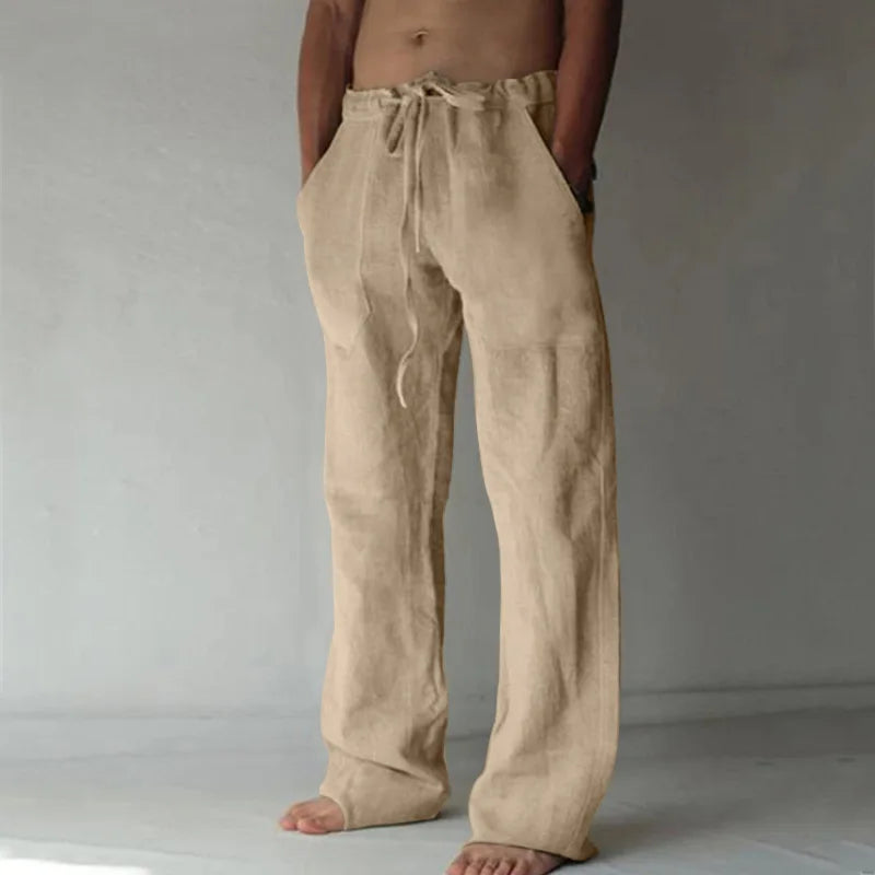 2024 frühling Leinen Breite Männer Hosen Koreanische Hosen Oversize Baumwolle Streetwear Männlichen Neue Yoga Hosen Casual Männer Kleidung Jogginghose
