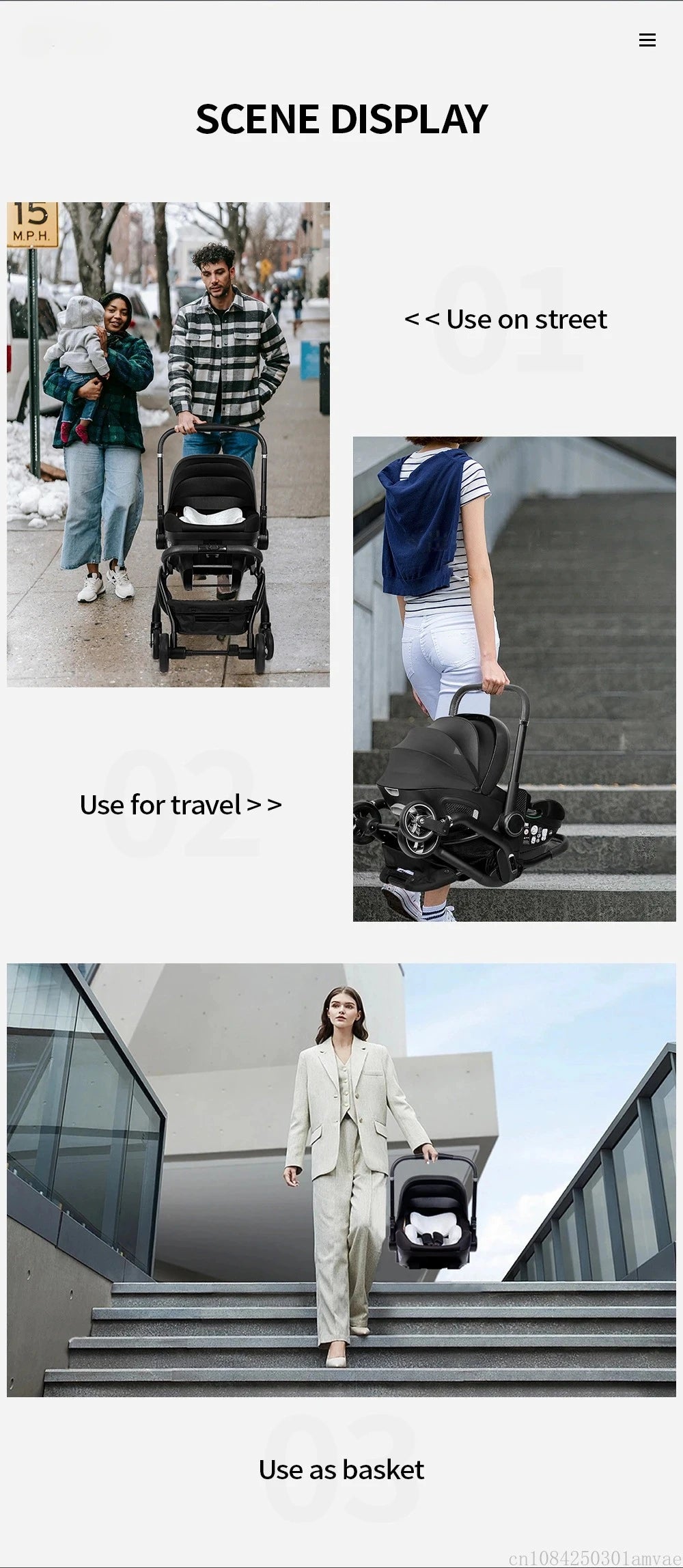 4-in-1 Kinderwagen, Luxuriöser Tragbarer Leichter Babywagen mit ISOFIX-Basis und Kindersitz für Neugeborene