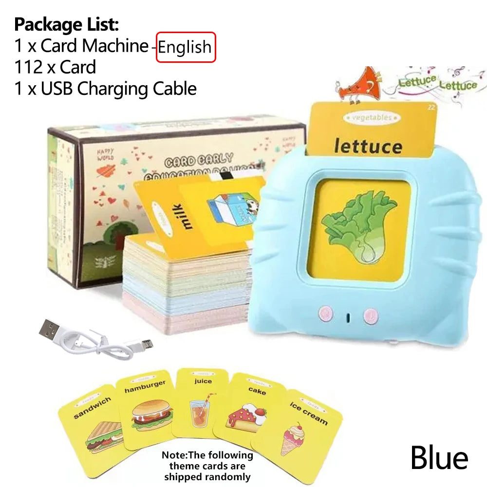 Lernkarte für die frühe Bildung, Lernspielzeug, sprechende Lernkarten für Kinder im Vorschulalter, Englisch, elektronisches Hörbuch, Maschine, Geschenk