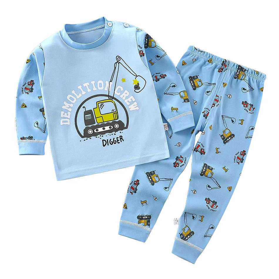 Baumwolle Kinder Pyjamas Set für Jungen Mädchen Herbst und Winter Cartoon Schlafen Loungewear Kinder Nacht Nachtwäsche Hause Tragen Kleidung