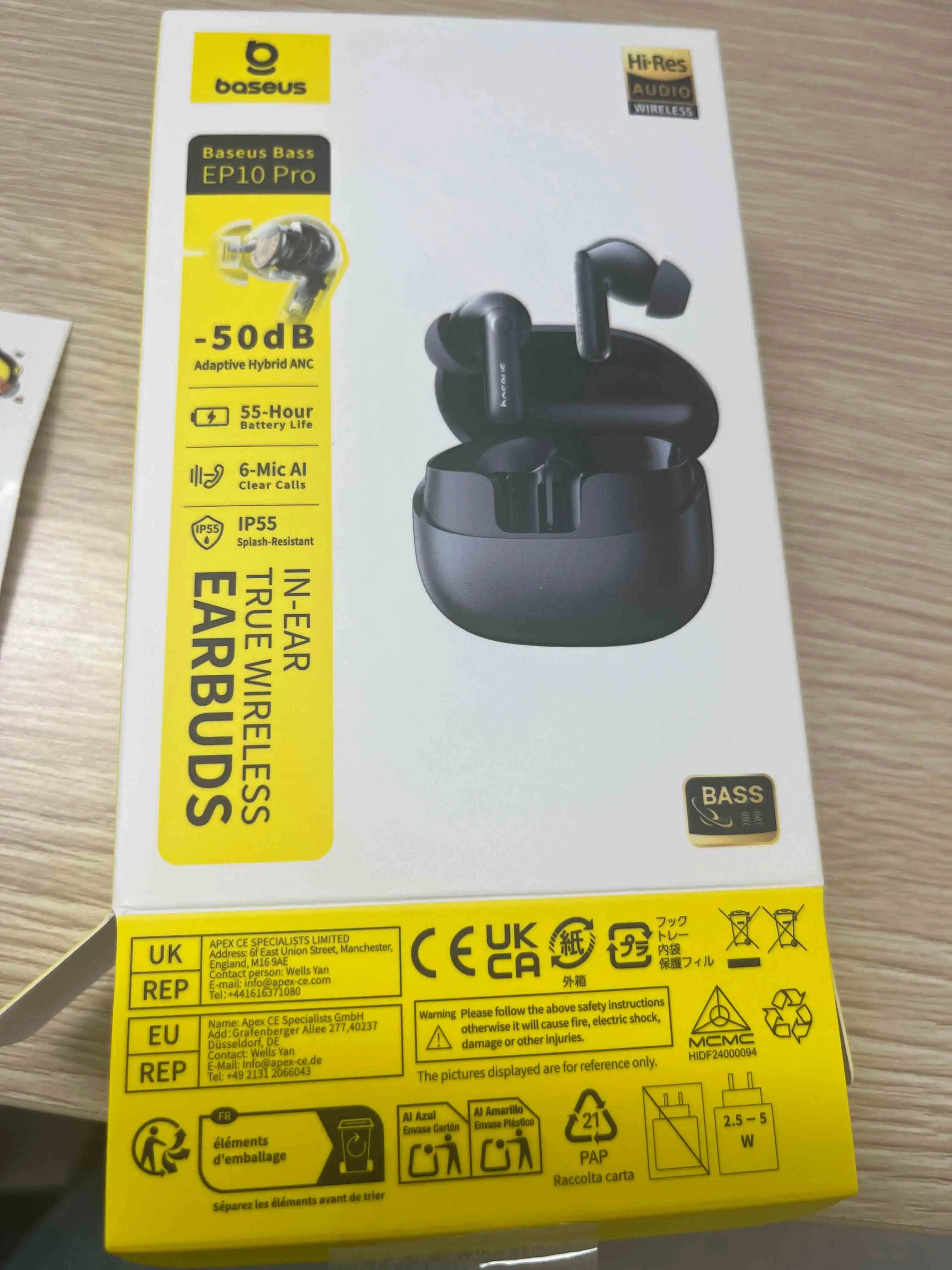 Baseus EP10 Pro ANC Ohrhörer, kabellose Bluetooth 6.0-Kopfhörer, 50 dB, Echtzeit-Adaptive-Kopfhörer, 6 Mikrofon, hochauflösende LDAC IP55-Ohrhörer