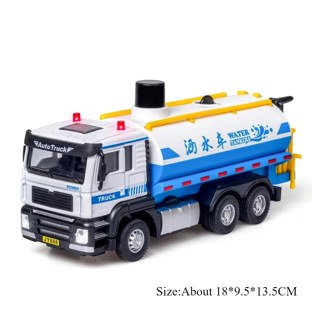 1:50 Elektrische Kehrmaschine Legierung Bewässerung Lkw Diecast Modell Miniatur Spielzeug Auto Türen Geöffnet Sound Licht Fahrzeuge für Kinder Geschenke