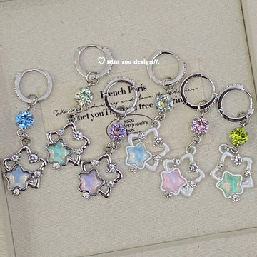 Französischer Süßer Stern-Handyanhänger Y2K Ästhetischer Kristallherz-Anhänger Kawaii Taschenanhänger Trendiger Schmuck Geschenk für Mädchen