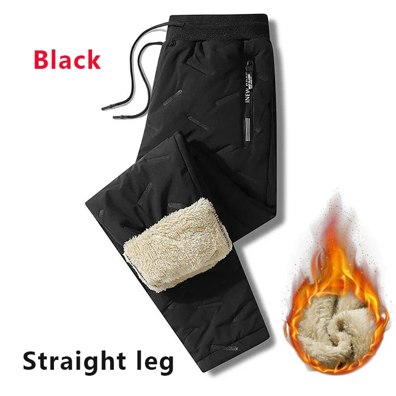 Winter Sweatwear Männer Plüsch Dicke Fleece Sweatpant Lammwolle Thermo Hosen Casual Hosen Wasserdicht Winddicht Warme Baumwolle Hosen
