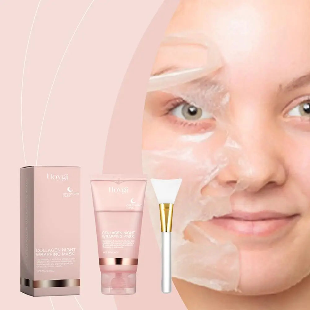 Collagen Overnight Wrapping Peel Off Gesichtsmaske, koreanische Collagen Night Wrapping Mask spendet tief Feuchtigkeit, Nachtpflegemaske, Creme, 75 ml