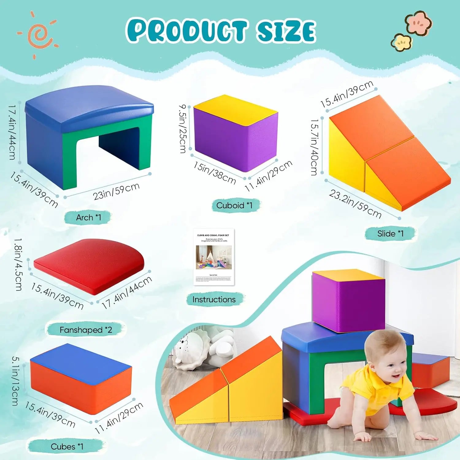 Softplay-Explorer-Set Schaumstoffblöcke Ausrüstung Softzone-Formen Kletteraktivitätsspielzeug für Kleinkinder Kinder Indoor-Spielplatz-Set