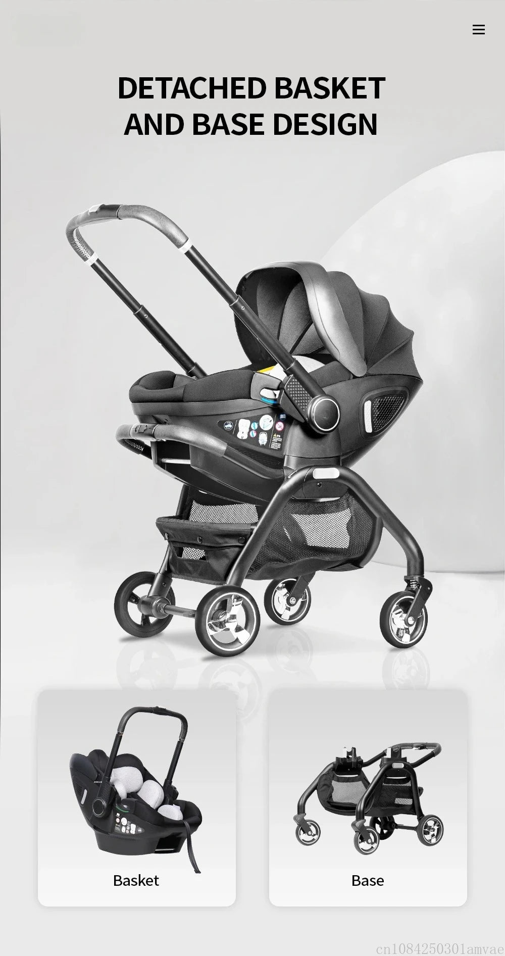 4-in-1 Kinderwagen, Luxuriöser Tragbarer Leichter Babywagen mit ISOFIX-Basis und Kindersitz für Neugeborene