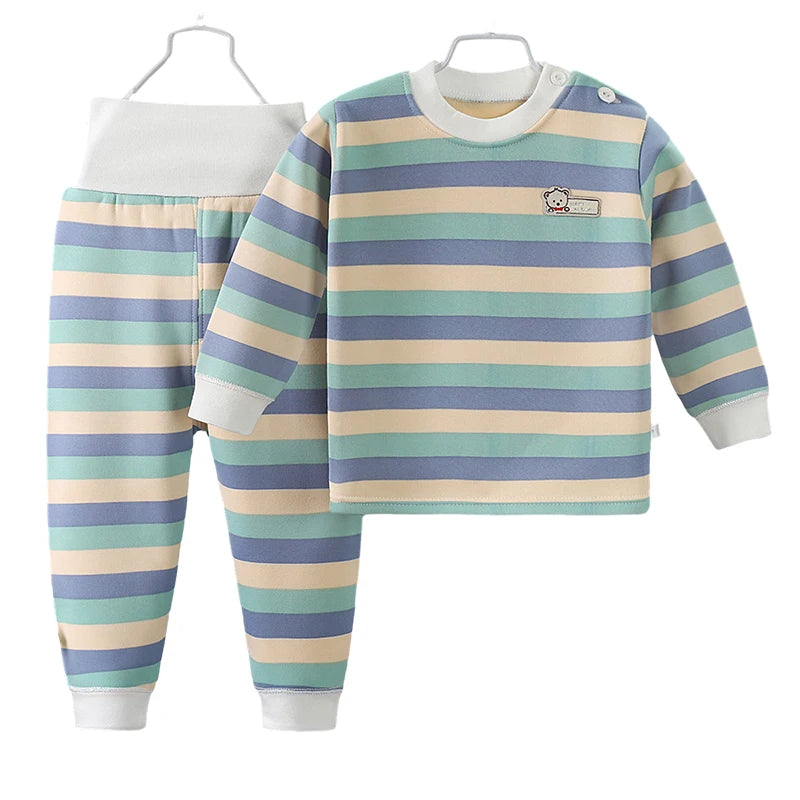 Verdicken Warme Plüsch Kinder Sets Kinder Kleidung Junge Mädchen Unterwäsche Anzüge Herbst Winter Kinder Kleidung