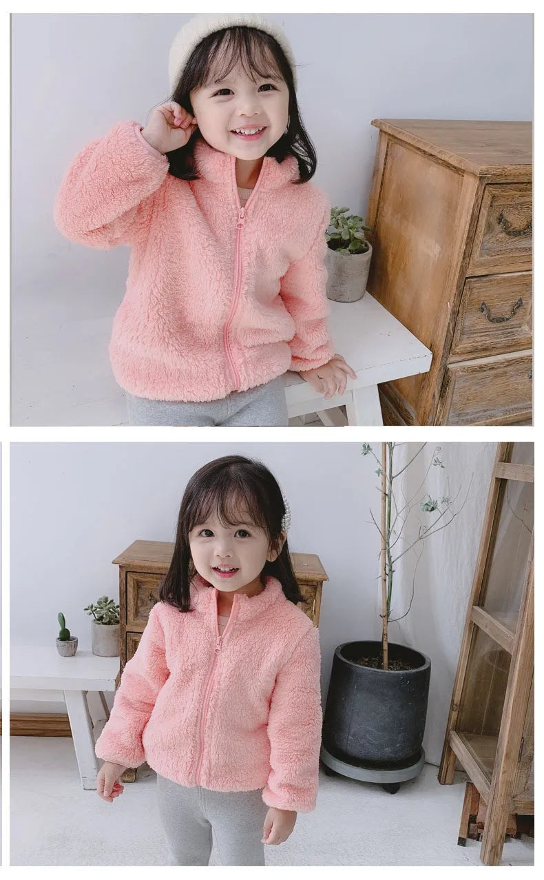 Einfarbig Mode Kinder Plüsch Mantel Herbst Winter Warme Baby Mädchen Junge Casual Jacke Mantel Kinder Kleidung Kleinkind Oberbekleidung