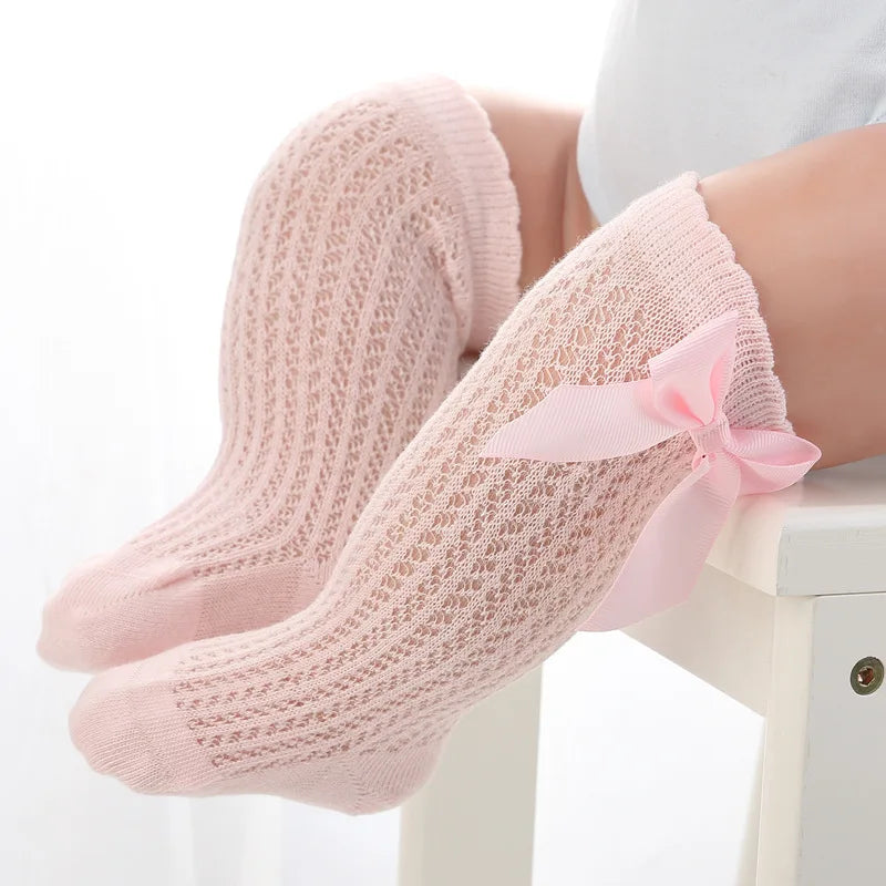 Baby Mädchen Prinzessin gestrickte Netz socken Sommer weiche Kleinkind Mädchen Knies trümpfe Baumwolle Kleinkind Neugeborene Mädchen lange Röhren strümpfe