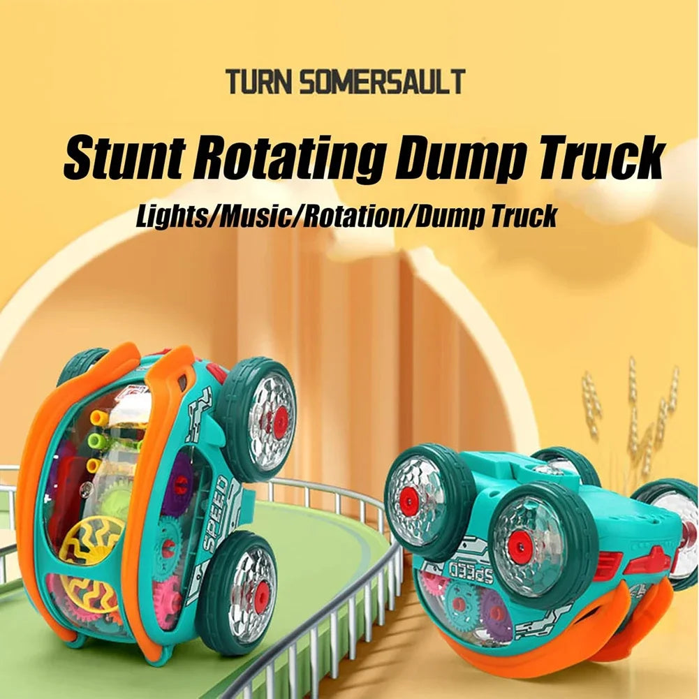 Stunt-Auto für Kinder, drehbares Spielzeugauto mit bunten Lichtern und Musik, elektrisches dynamisches Getriebefahrzeugmodell, Kindergeschenk