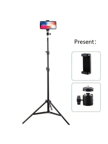 1 Stück 63-Zoll-Stativ mit klappbarem Stativ und Telefonhalterclip, 160,02 cm, multifunktionales Stativ, Stativ für Telefon und Kamera