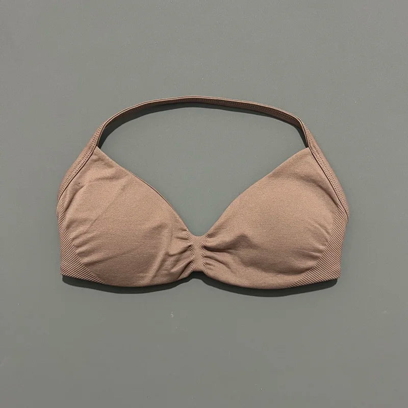 Sport-BH mit Trägern, Yoga-Unterwäsche, Damen-Gymnastik-Top, Lauftraining, rückenfreier BH, hohe Unterstützung, aktive Kleidung, Fitness, Workout, Neckholder