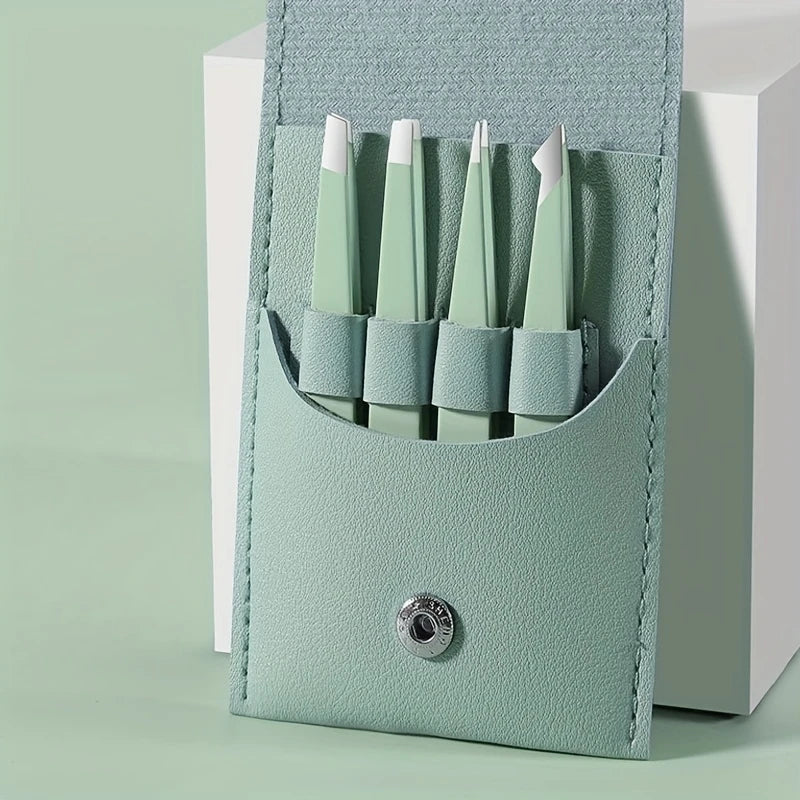 Ouriner Augenbrauenpinzetten-Set, 4-teilig, Edelstahl-Augenbrauenpinzette, professionelles Beauty-Tool-Set für das nach innen gerichtete Haarwachstum