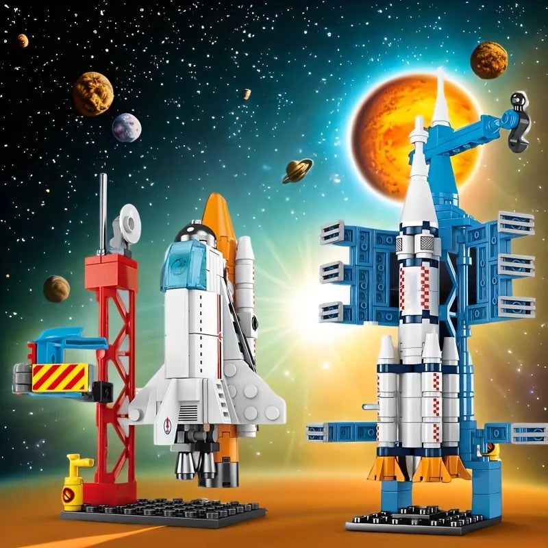 Weltraum-Raketen-Baukasten STEM Lehrreiches DIY-Puzzle 3D-Montagemodell Konstruktionsspielzeug für Kinder Jungen Mädchen Schulgeschenk