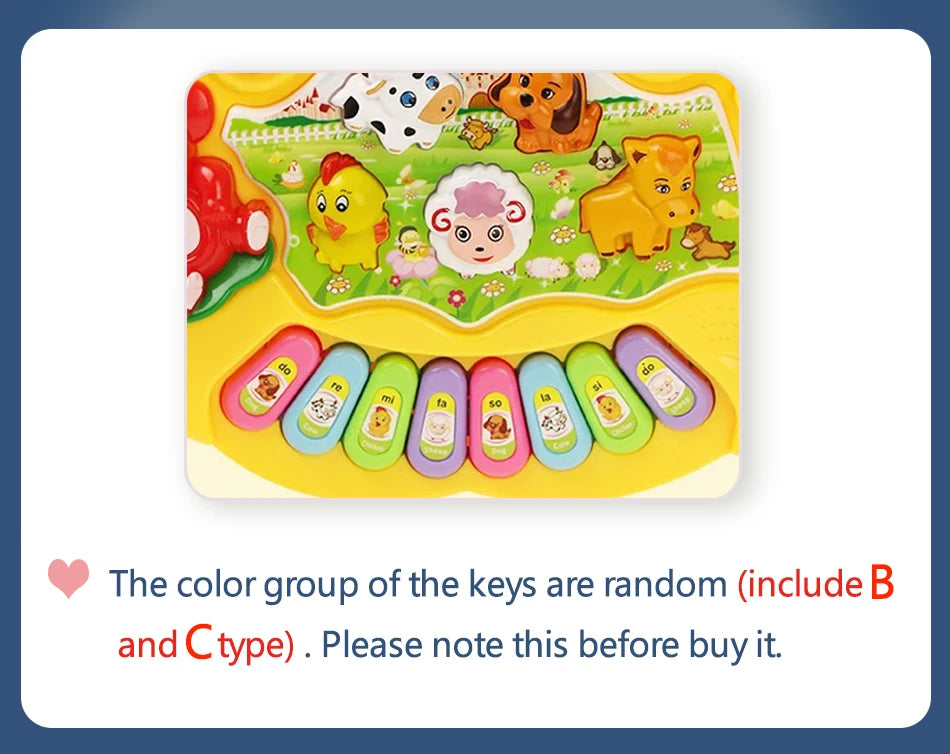 Kinder Cartoon Klavier Tastatur Spiel mit Tier Sounds Blinklicht Musik Baby Instrument Musik Spielzeug Pädagogisches Spielzeug Kinder Geschenke
