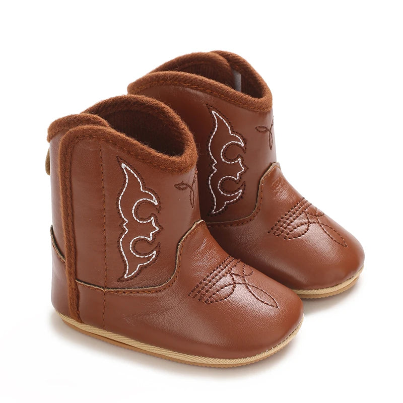 Winterstiefel für Babys, Jungen und Mädchen, 0–12 Monate, Western-Denim, Lauflernschuhe, warm, lässig, modisch