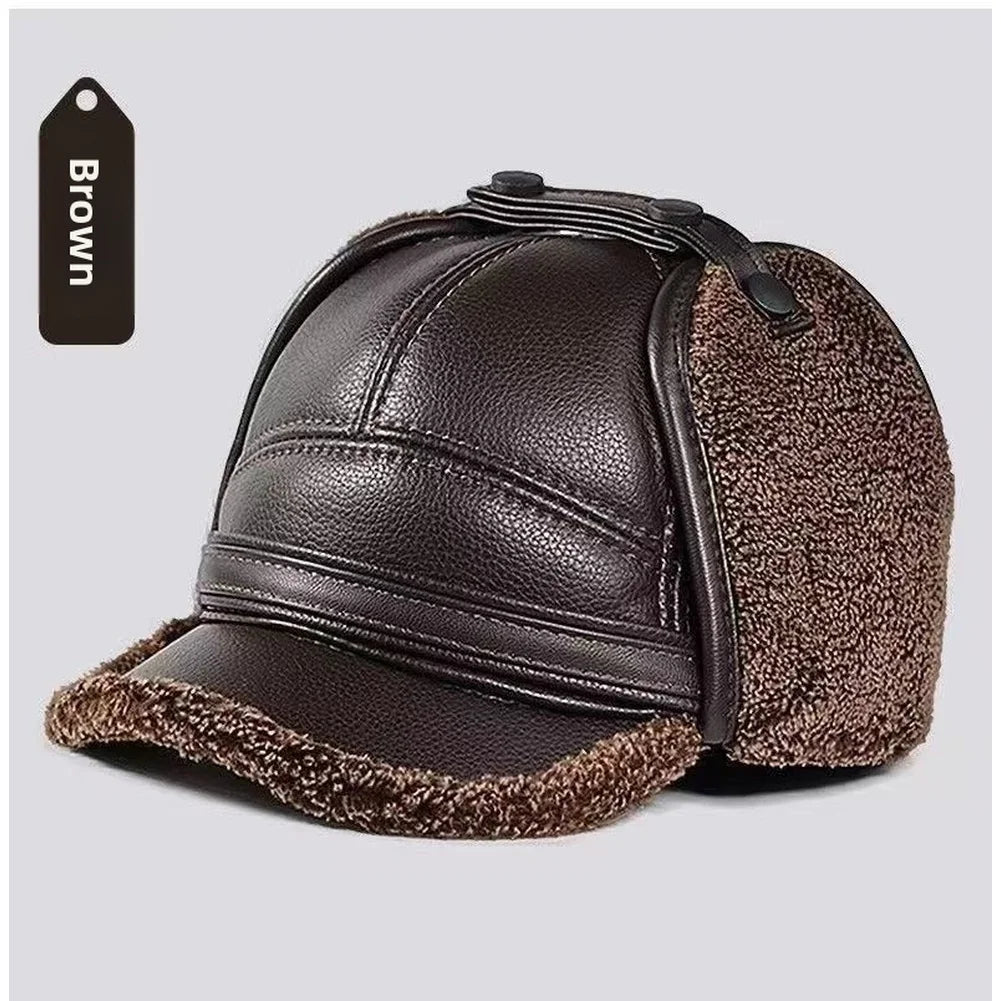 Herbst-Winter-Mütze mit warmem Fleecefutter und Ohrenklappe für Herren, ältere Menschen, Opa, thermische, winddichte, warme, bequeme Baseballkappe