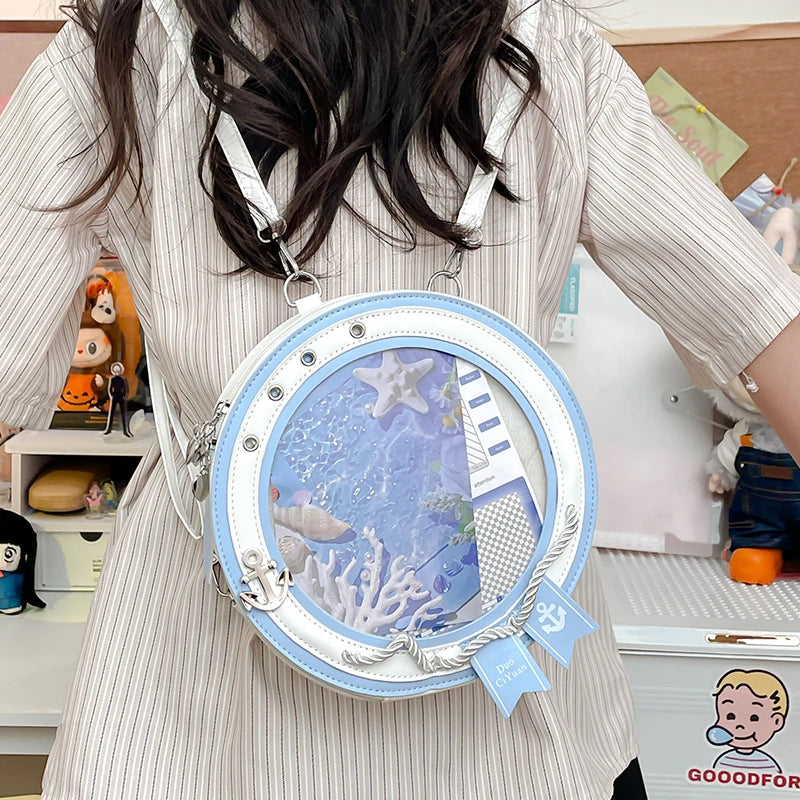 2025 neue süße Y2k ästhetische Umhängetaschen Frauen Kawaii Mode lässig Rucksäcke trendige transparente Reise Umhängetasche Ita Taschen