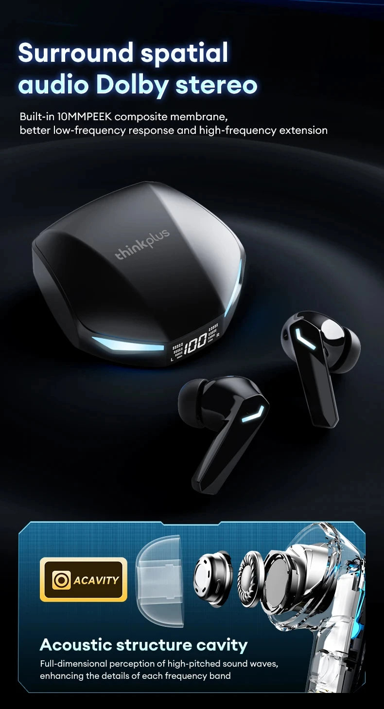 Neue Lenovo XT53 Wireless Upgrade Bluetooth 5.4 Kopfhörer LED Digital Display Wasserdichte Kopfhörer Gaming Ohrhörer mit geringer Latenz