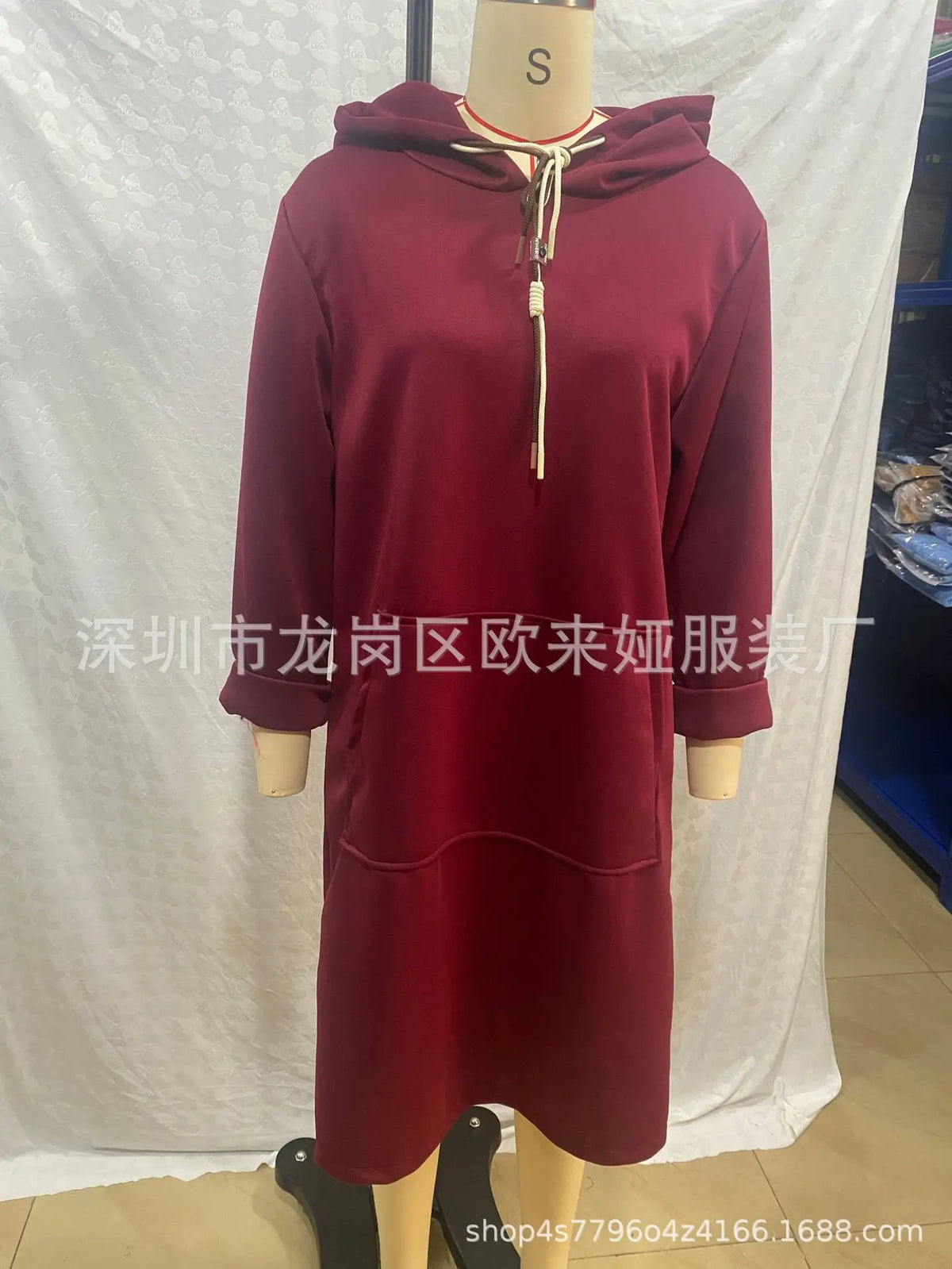 Kleider Damen Herbst Herbst Winter Mit Kapuze Sweatshirt Kleid Frauen Neue Tasche Büro Pendeln Alle-spiel Einfarbig Gestrickte Kleid