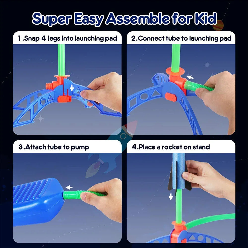 Kinder im Freien Rakete Fuß pumpe im Freien Luft pressen hoch fliegende Rakete Anzug springt luft betriebene Raketenwerfer Spiel Kinder Spielzeug Geschenke