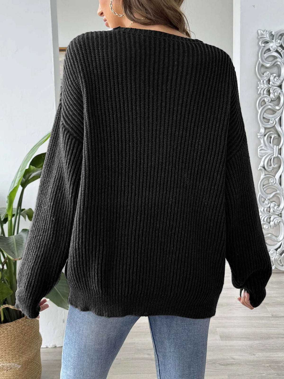 Frauen Invierno Pull Automne Femme Modische V-ausschnitt Lange ärmeln Lose Einfarbig Spleißen Pullover Pullover Herbst Modus Damen