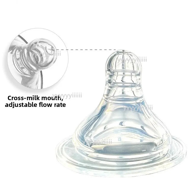 3-in-1 Freihändige Babyflasche 300ML mit Weitem Hals, Anti-Tropf-Schwerkraftstrohhalm und Milchaufbewahrungsflasche mit Sauger