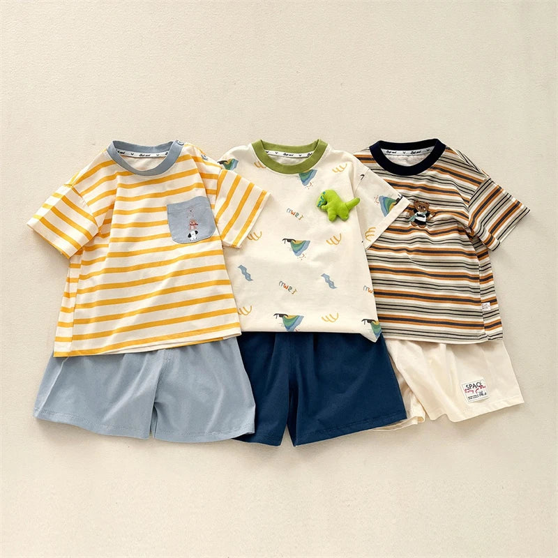 Kinder Kleidung Set Baby Jungen/Mädchen T-Shirt + Shorts Sommer Kleidung Baumwolle Cartoon Casual Jungen Trainingsanzug Kinder Baby Kleidung set