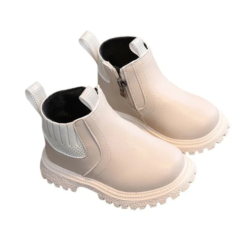 Kinder Kurze Stiefel Mode Jungen Schuhe Herbst Winter Leder Kinder Stiefel Rutschfeste Kleinkind Mädchen Stiefel Kleinkind Schneeschuhe