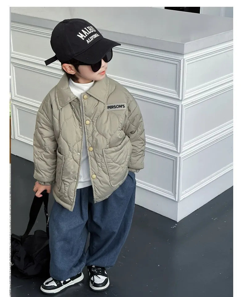 Herbst Kinder Baumwolle Jacke Winter Jungen Einfarbig Dicke Plus Samt Warme Mantel Für 3-10 Jahre Teen Kinder oberbekleidung Kleidung ﻿