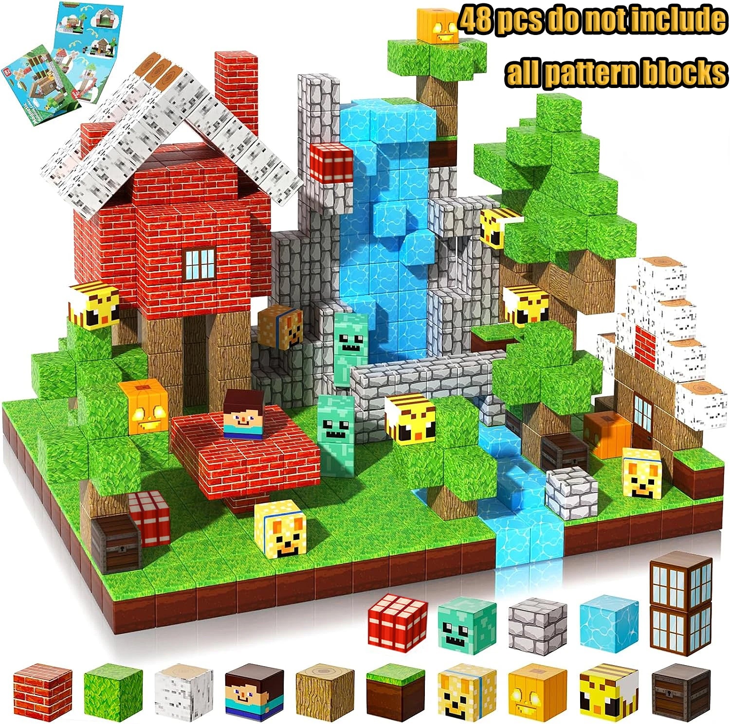 Magnetische Bausteine Minenwelt Magnetische Minenexploration Konstruktions-Würfel STEM Spielzeug-Set Geschenk für Jungen Mädchen Kinder