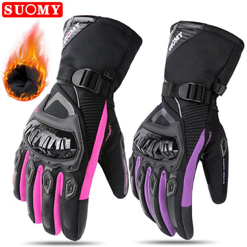 SUOMY Winter Warme Damen Rosa Motorradhandschuhe 100% Wasserdicht Lady Teens Mädchen Lila Motocross Motorrad Racing Reithandschuhe