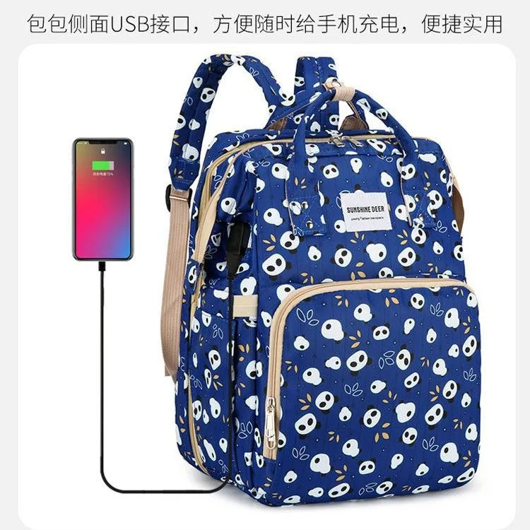 Mama Wickeltaschen Babybett Mutter Große Kapazität Windel Milchflasche Rucksäcke mit Wickelunterlage Praktische Baby-Stilltaschen Geschenk