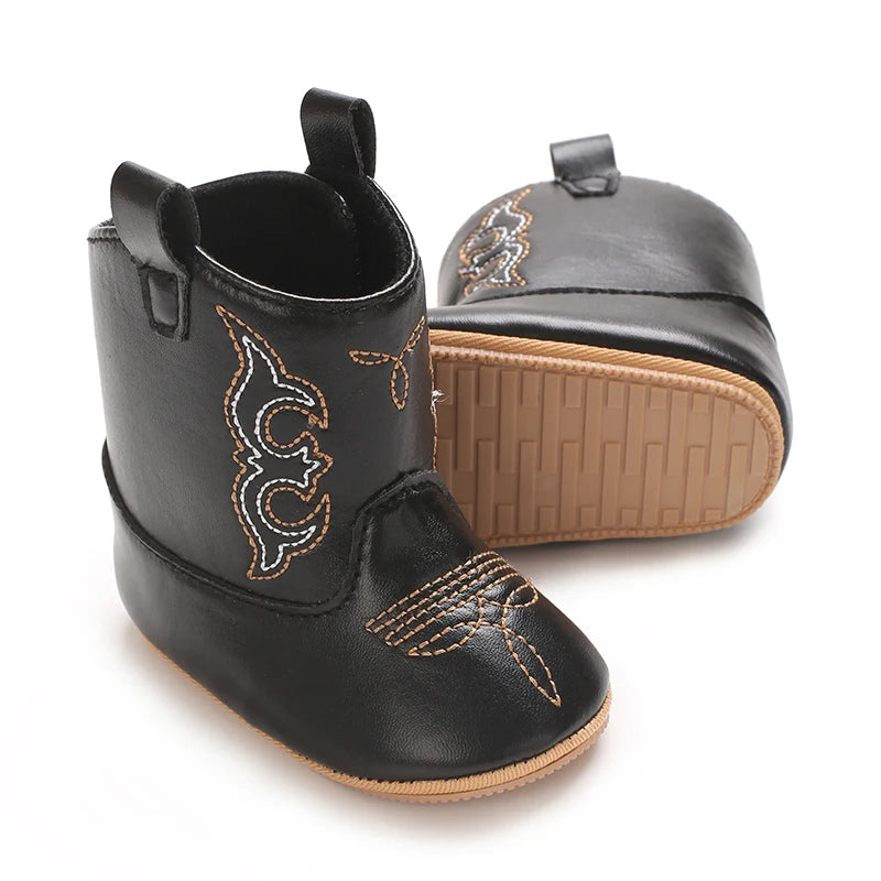 Winterstiefel für Babys, Jungen und Mädchen, 0–12 Monate, Western-Denim, Lauflernschuhe, warm, lässig, modisch