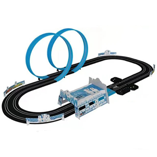 Sonic Storm Elektrische Eisenbahn Track Spielzeug Set Doppel Fernbedienung Auto Racing Track Autorama Schaltung Voiture Spielzeug Für Junge Kinder
