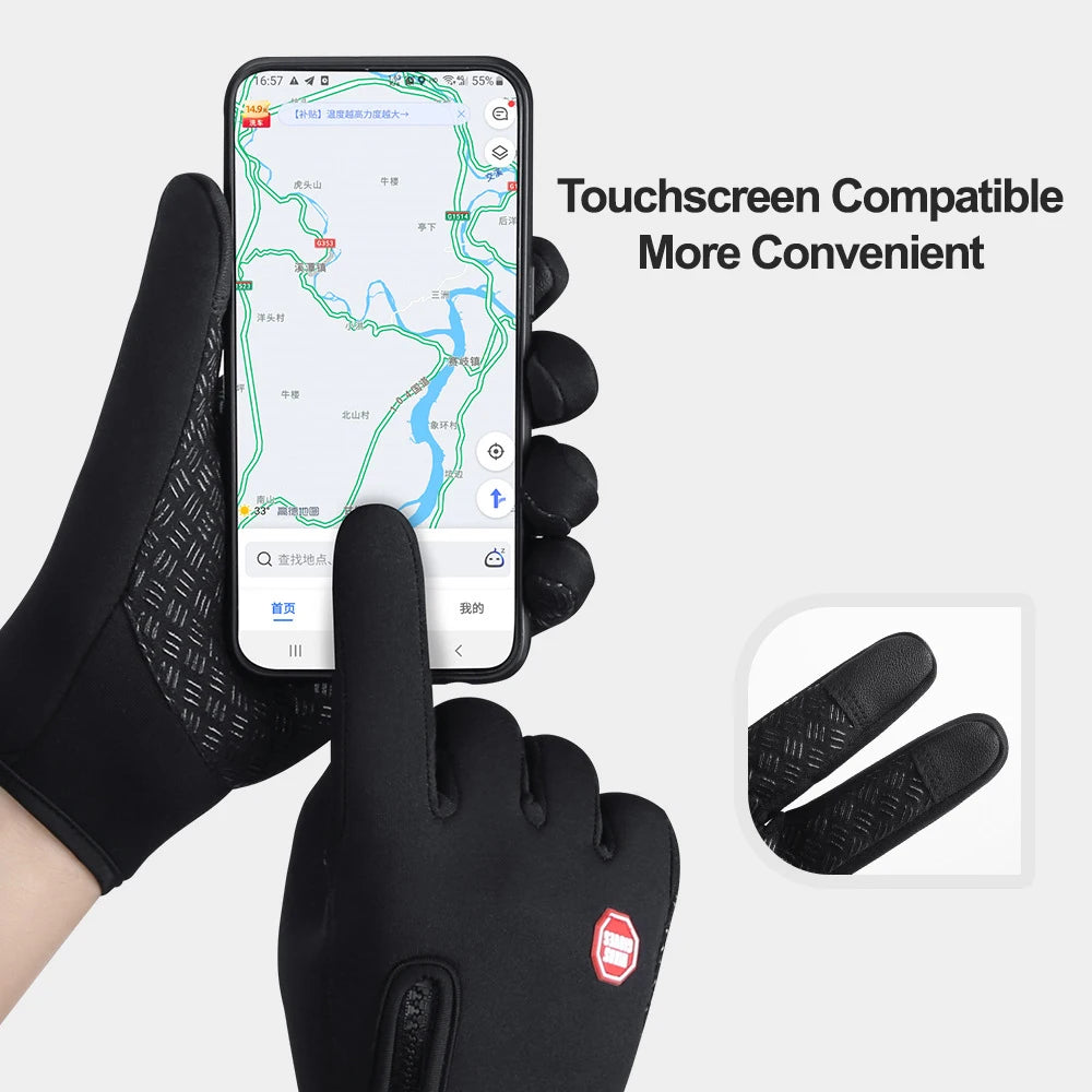 Mann warme Winterhandschuhe Touchscreen wasserabweisende winddichte Handschuhe Ski Outdoor Sport Radfahren Fahren Reißverschluss schwarze Handschuhe Frauen
