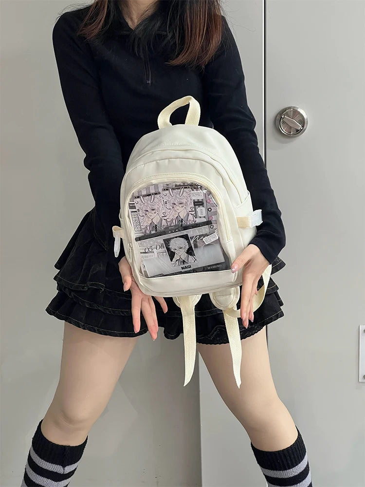Y2K Nette Mini Rucksack Frauen Kawaii Ita Tasche Süße Mädchen Transparent Rucksack DIY Persönlichkeit Display Rucksack Lolita Schulter Tasche