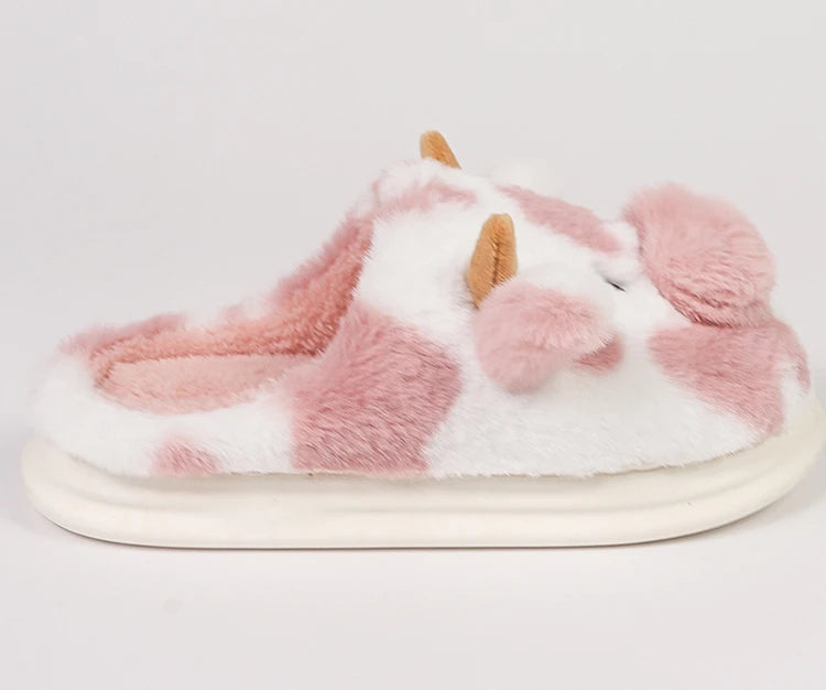 Cute Cow Plush Slippers