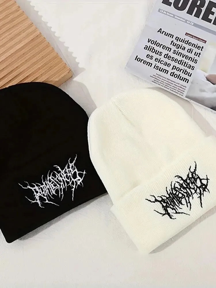 Warme Wintermützen für Damen und Herren, Gothic Street Punk Strickmützen, 100% Acryl, Modische Wärmende Skullies Beanies.