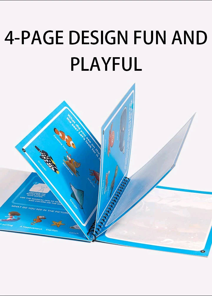 Magisches Buch, Wasserteichnung, Montessori-Spielzeug, wiederverwendbares Malbuch, magisches Wasser-Zeichenbuch, sensorische Früherziehung für Kinder