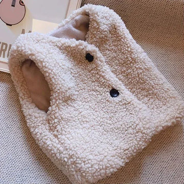 Neue Baby Lamm Wolle Plus Samt Weste Herbst Winter Mädchen Jungen Plüsch Weste Einreiher V-ausschnitt Kind Warme Mode Warme Mantel