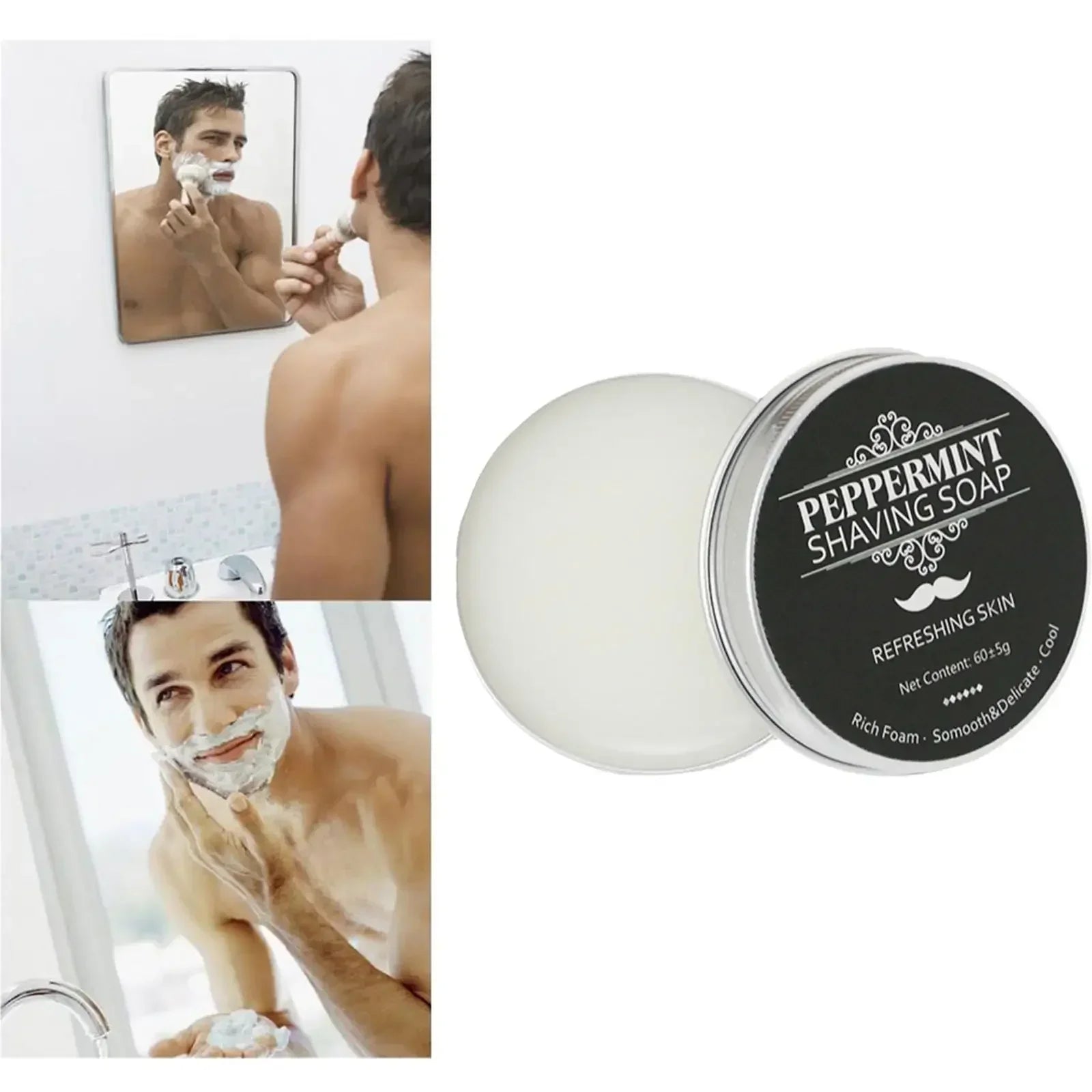 Handgefertigte Ohr-Rasierseife mit glatter Textur – Rasiercreme aus Bio-Schaum für Männer, Gesichtsfrische und Sauberkeit